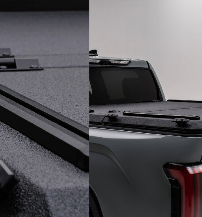 DiamondBack HD Truck Bed Cover with Yakima rack on Toyota Pickup Truck