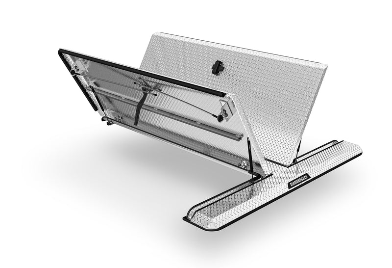 DiamondBack 180 butterfly-style truck bed cover showing side access.